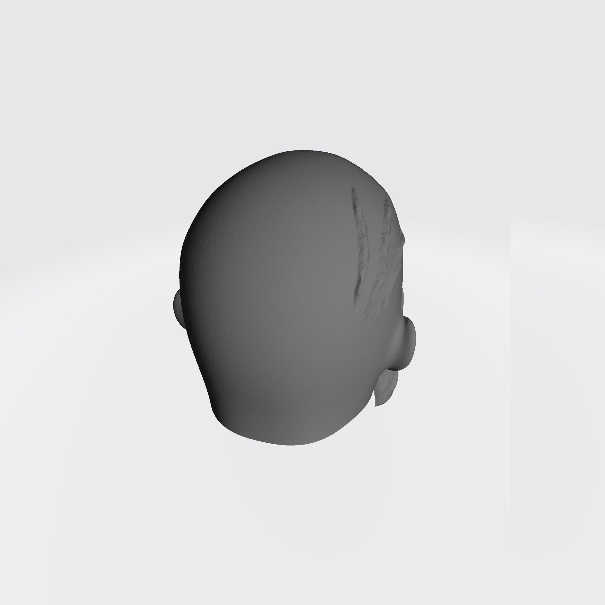 Grizzled Veteran Warrior Space Marine Bald Head with Scars Over Left Eye by Fantasy World Games