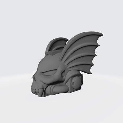 Night Lords Winged Skull Helmet Compatible with McFarlane Toys Space Marines Warhammer 40K VIIIth Legion Left Angle
