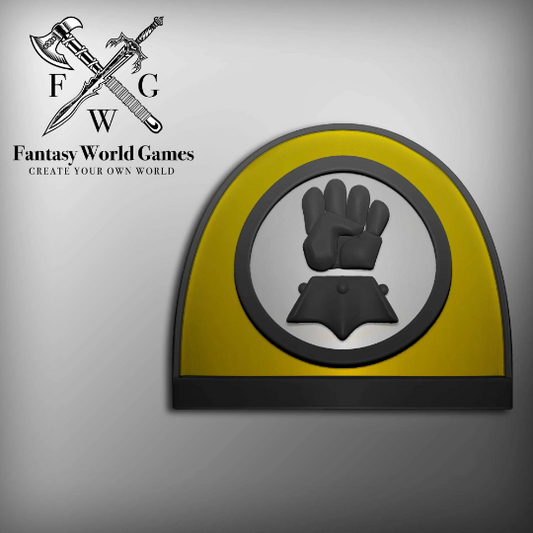 3D render in Zbrush of the Imperial Fist Legion MKIV Shoulder Pad compatible with McFarlane Toys Space Marines