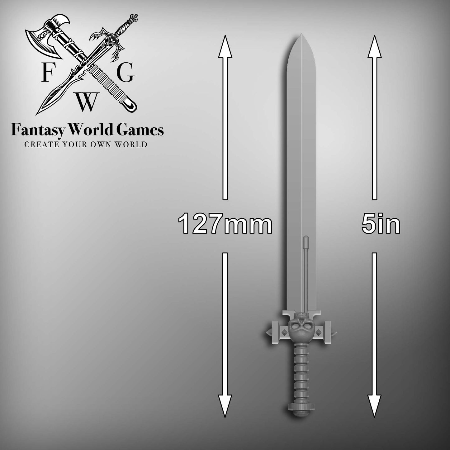 Indomitus Power Sword 128mm for Mcfarlane Toys Space Marine Action Figures by Fantasy World Games