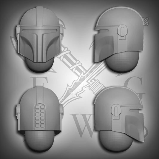 Mandalorian Helmets for 28mm Scale Sci-fi Battle Brother Marines Miniatures