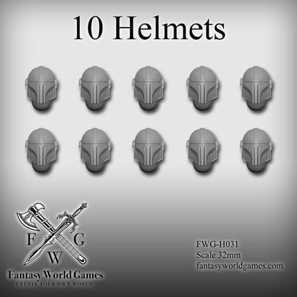 Mandalorian Helmets for 28mm Scale Sci-fi Battle Brother Marines Miniatures