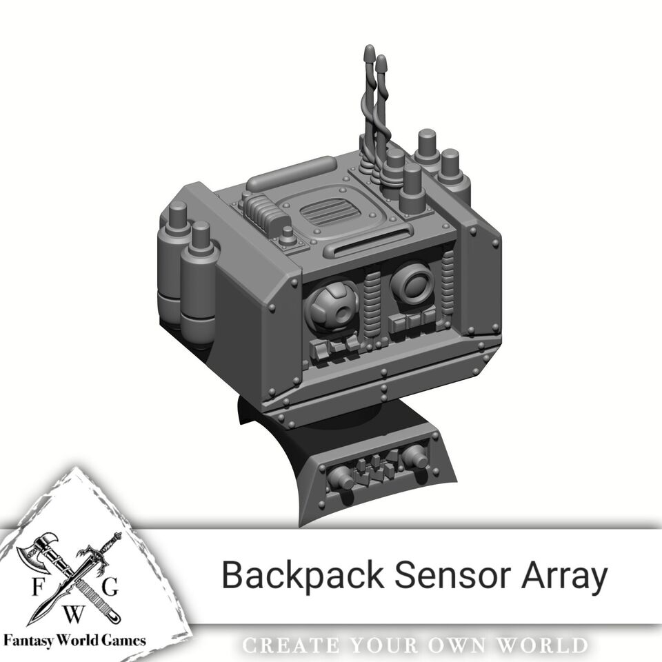 Backpack Comms Sensor Array Compatible with McFarlane Toys 1:12th Scale Action Figures designed by Fantasy World Games