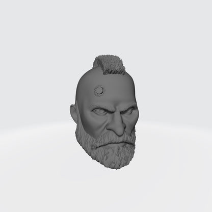 Grizzled Veteran Warrior Space Marine Head with Service Studs, Mohawk, and Beard  Compatible with McFarlane Toys Space Marines Action Figures