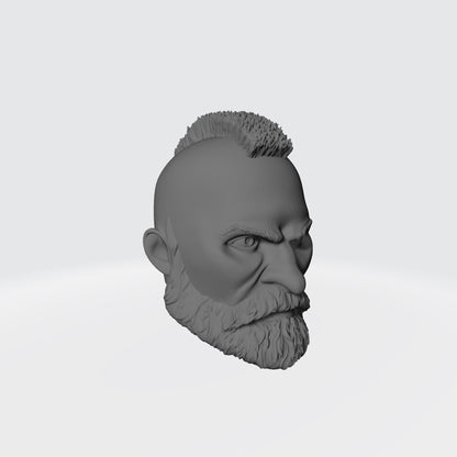 Grimdark Future Grizzled Veteran Warrior Head with Mohawk and Beard Compatible with McFarlane Toys Space Marines
