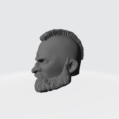 Grizzled Veteran Warrior Space Marine Head with Mohawk and Beard compatible with McFarlane Toys Action Figures