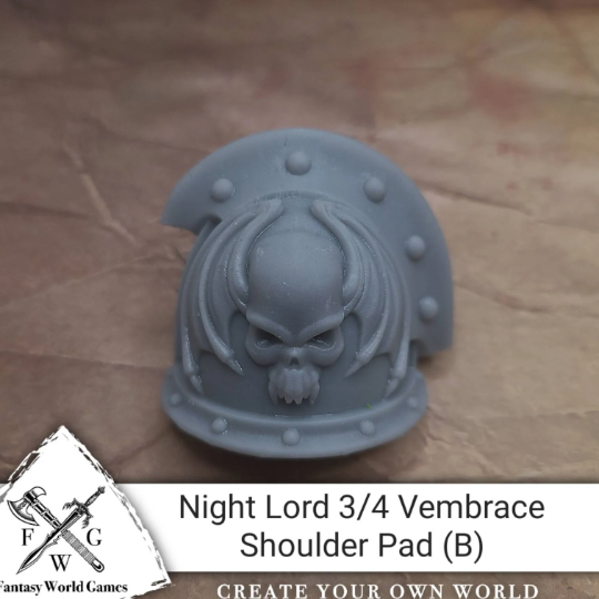 3D Printed Night Lords MKIII Shoulder Pad 3 Quarter Ridge Double Rivets Right Shoulder Compatible with McFarlane Toys 1:12th Scale