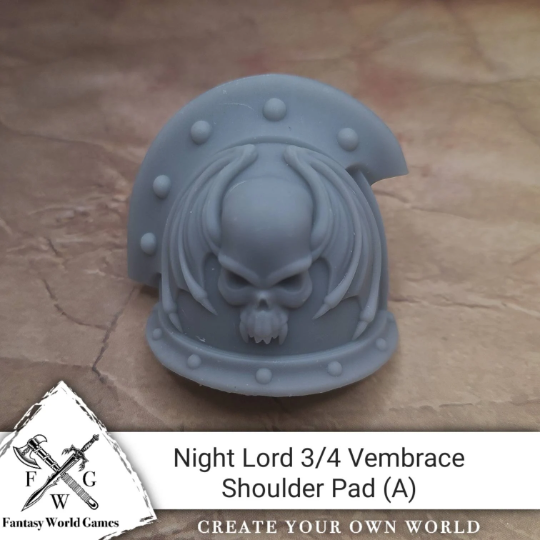 3D Printed Custom Night Lords Legion MKIII Shoulder Pad 3 Quarter Ridge Double Rivets Left Shoulder Compatible with McFarlane Toys 1:12th Scale