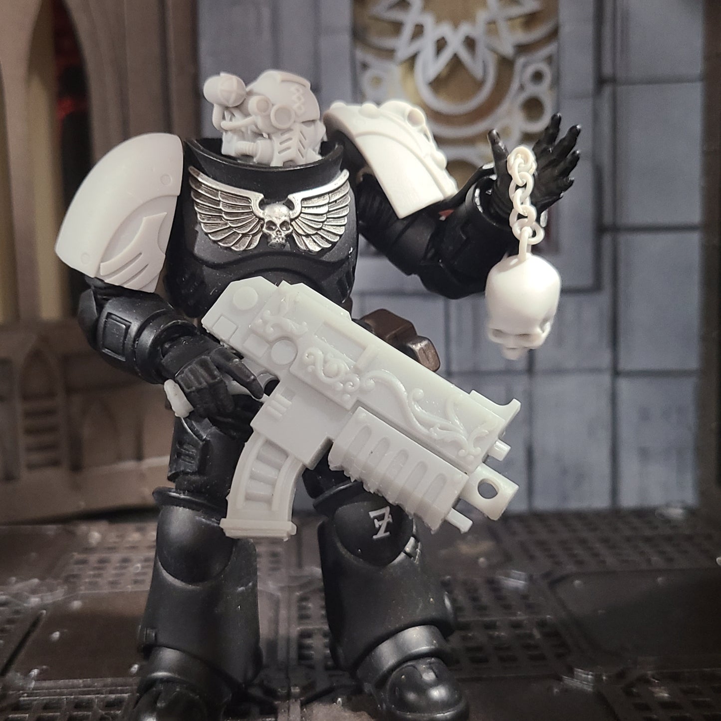 Custom Skulls with Chain for McFarlane Toys Grimdark Marine 1:12th Scale Action Figures