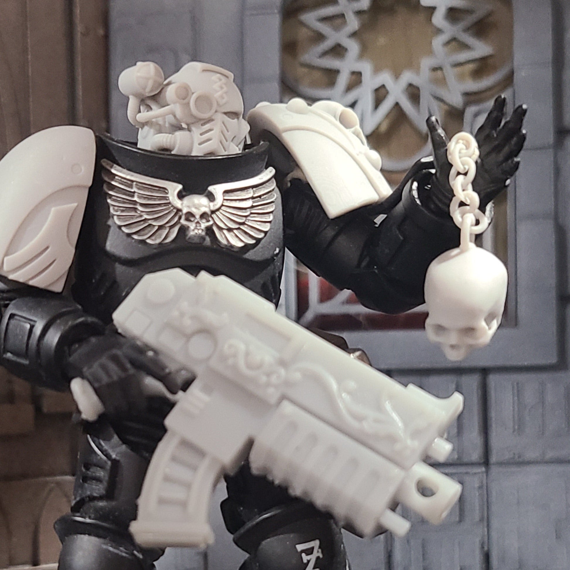 Custom Skulls with Chain for McFarlane Toys Grimdark Marine 1:12th Scale Action Figures