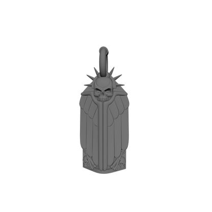 Talisman Winged Sarcophagus custom resin belt relic armor accessory compatible with McFarlane Toys 7-inch 1:12 scale armored action figures.