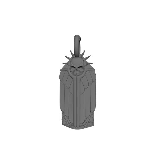 Talisman Winged Sarcophagus custom resin belt relic armor accessory compatible with McFarlane Toys 7-inch 1:12 scale armored action figures.