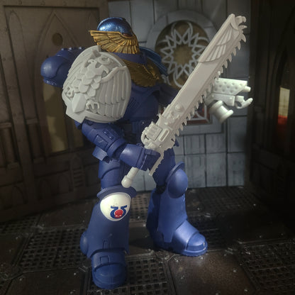 Ultramarine Legion  Chainsword Teeth of Ultra with Skull Pommel for McFarlane Toys Space Marine Action Figures Custom Parts