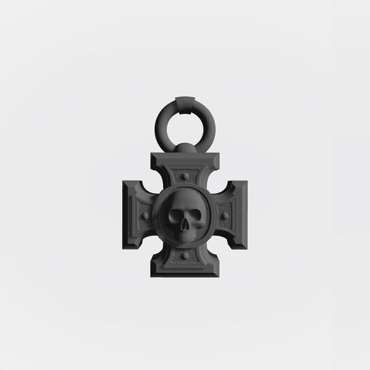 Warrior Priest Rosarius Relic with chain custom resin belt accessory compatible with McFarlane Toys 7-inch 1:12 scale armored action figures.