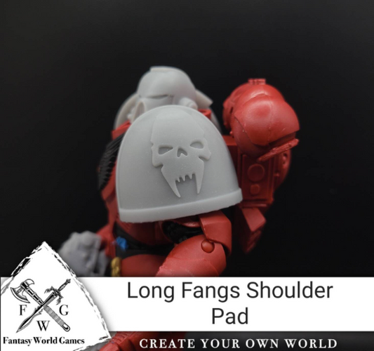 Fantasy World Games Space Wolf Legion Long Fangs MKIV Shoulder Pad Gen: 4 Pauldron compatible with McFarlane Toys Space Marines