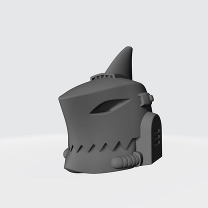 Abyssal Shark Warrior Order helmet with fin resin head swap compatible with McFarlane 7-inch armored action figures