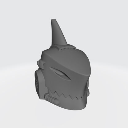 Abyssal Shark Warrior Order helmet with fin resin head swap compatible with McFarlane 7-inch armored action figures
