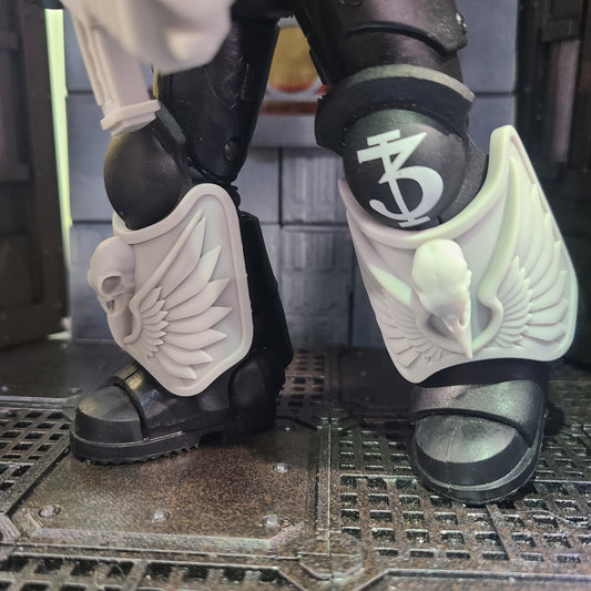 Raven Warrior Order Shin Guard with Raven Skull custom resin armor accessory compatible with McFarlane Toys 1:12 scale figures