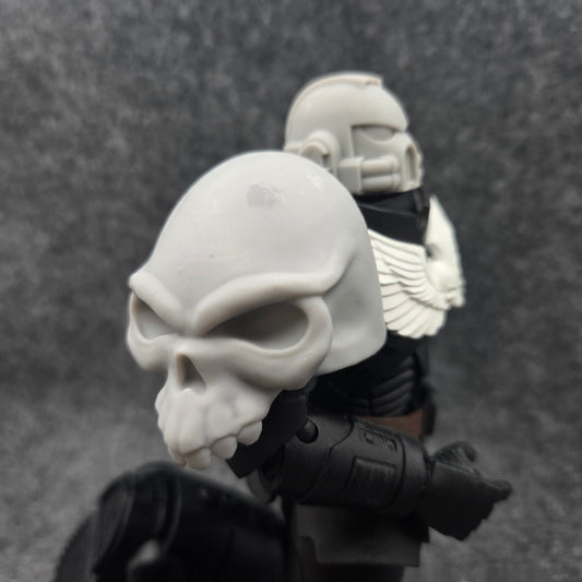 Bloodfang Warrior Order Large Full Skull Shoulder Pad resin upgrade compatible with McFarlane Toys 7-inch armored action figures by Fantasy World Games.