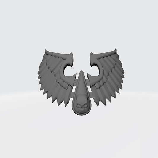 Bloodscarred Warrior Order Feathered Skull Shoulder Pad Emblem 3D Decal resin accessory compatible with McFarlane 7-inch armored action figures