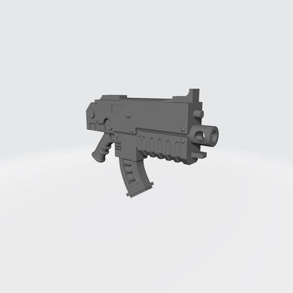 Custom resin bolter with curved magazine compatible with McFarlane Toys 7-inch 1:12 scale armored action figures.