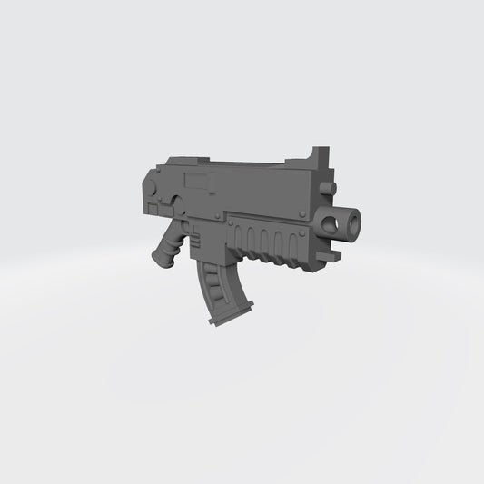 Custom resin bolter with curved magazine compatible with McFarlane Toys 7-inch 1:12 scale armored action figures.