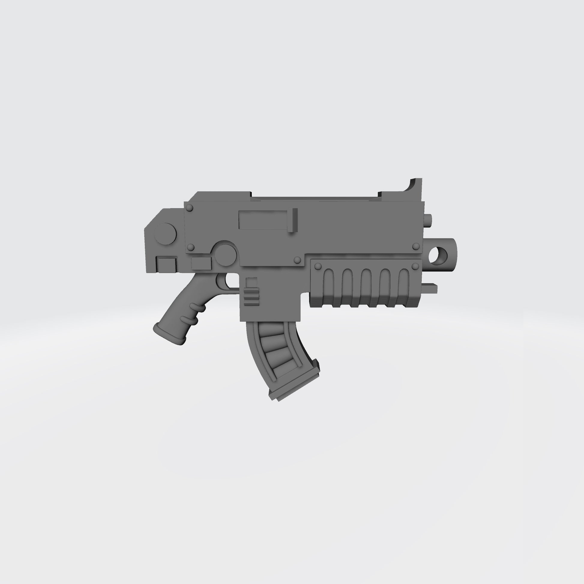 Custom resin bolter with curved magazine compatible with McFarlane Toys 7-inch 1:12 scale armored action figures.