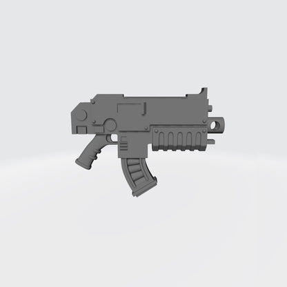 Custom resin bolter with curved magazine compatible with McFarlane Toys 7-inch 1:12 scale armored action figures.