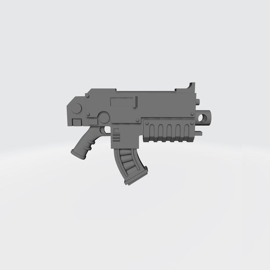 Custom resin bolter with curved magazine compatible with McFarlane Toys 7-inch 1:12 scale armored action figures.