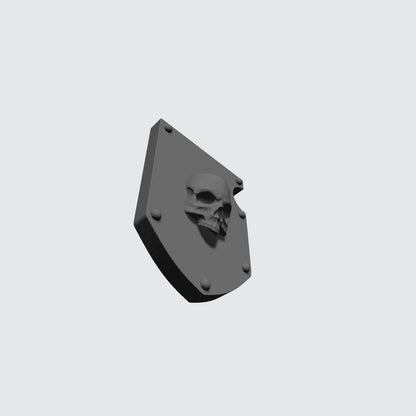 Bone Reapers Warrior Order Shoulder Pad Shield Ver. 01 resin heraldry upgrade for 1:12 scale armored action figures by Fantasy World Games.