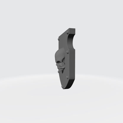 Bone Reapers Warrior Order Shoulder Pad Shield Ver. 01 resin heraldry upgrade for 1:12 scale armored action figures by Fantasy World Games.