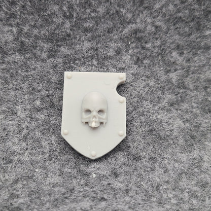 Bone Reapers Warrior Order Shoulder Pad Shield Ver. 01 resin heraldry upgrade for 1:12 scale armored action figures by Fantasy World Games.