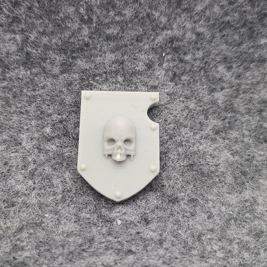 Bone Reapers Warrior Order Shoulder Pad Shield Ver. 01 resin heraldry upgrade for 1:12 scale armored action figures by Fantasy World Games.