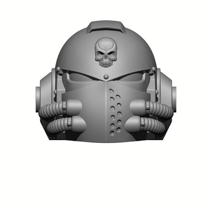 Celestial Knight Helmet Skull V2 custom resin replacement helmet compatible with McFarlane Toys 7-inch armored action figures featuring a sculpted skull emblem.