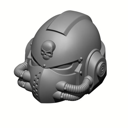 Celestial Knight Helmet Skull V2-R custom resin replacement helmet compatible with McFarlane Toys 7-inch armored action figures featuring a sculpted skull emblem.