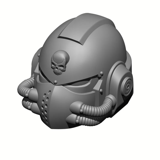Celestial Knight Helmet Skull V2-R custom resin replacement helmet compatible with McFarlane Toys 7-inch armored action figures featuring a sculpted skull emblem.