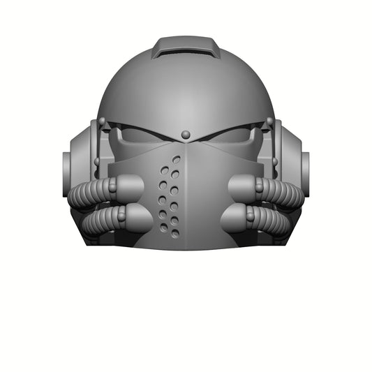 Celestial Knight Helmet V2-R custom resin replacement helmet compatible with McFarlane Toys 7-inch armored action figures featuring a sculpted skull emblem.