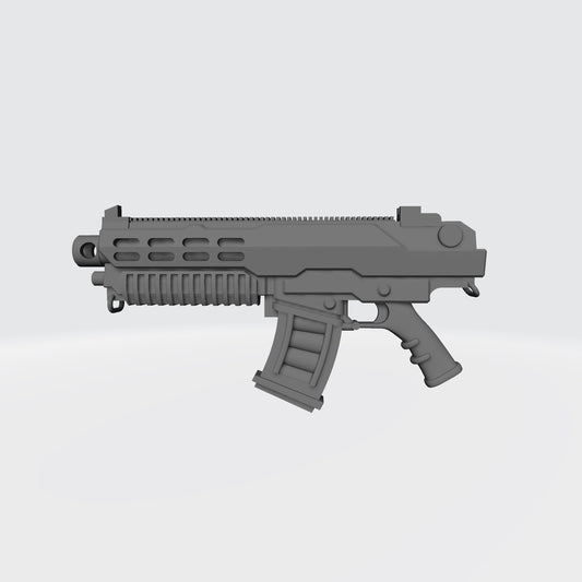 Combat Rifle MPX SMG custom resin submachine gun compatible with McFarlane Toys 7-inch armored action figures.