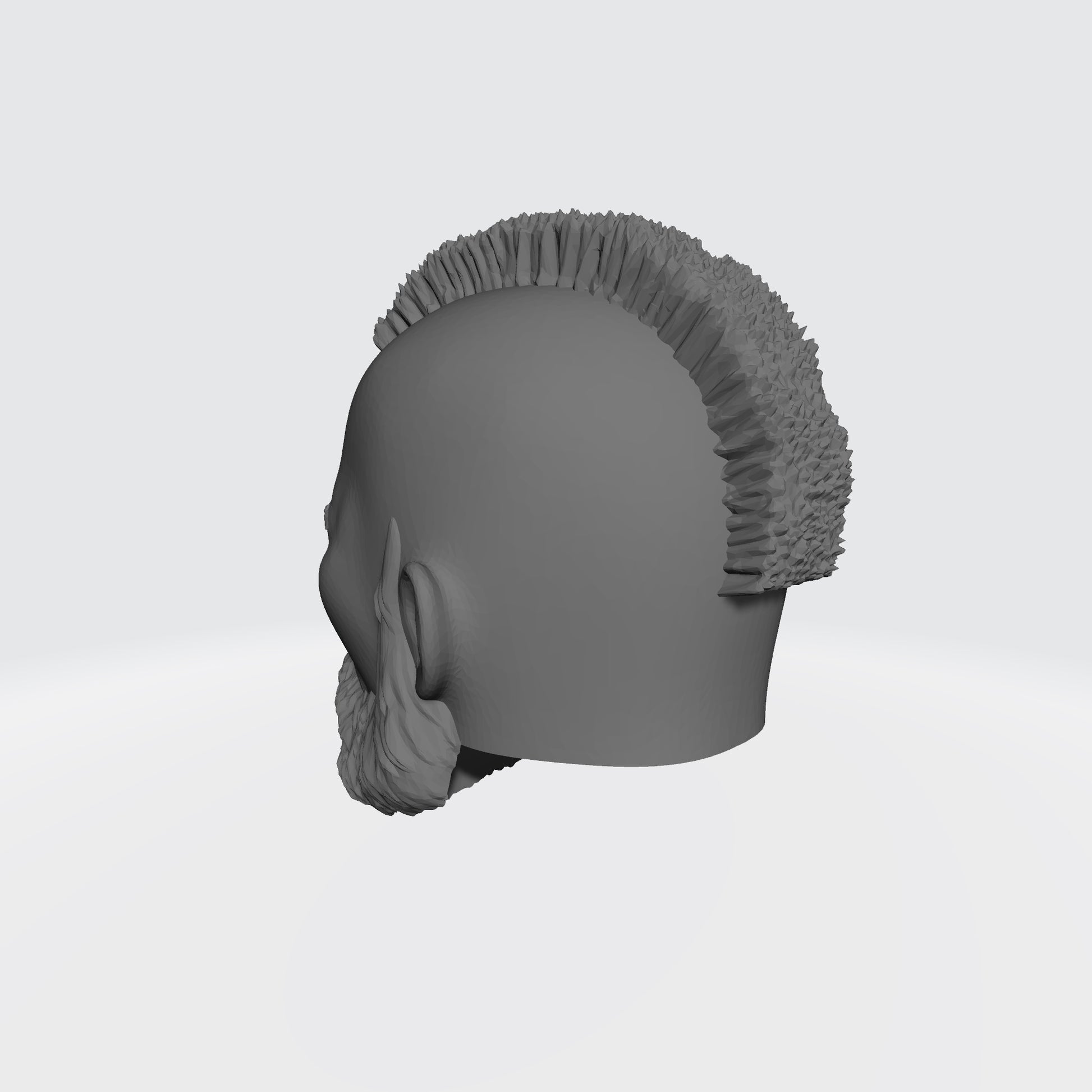 Custom Grizzled Veteran Warrior Head Sculpt with Service Studs, Mohawk, Scarred Left Eye, and Beard compatible with McFarlane Toys 7-inch armored action figures.
