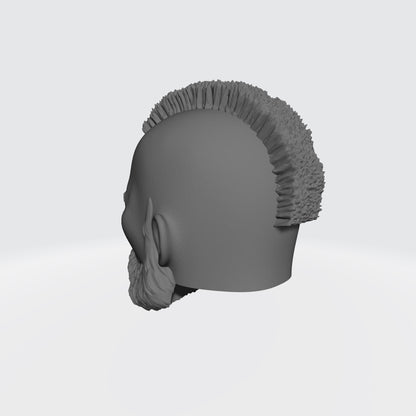 Custom Grizzled Veteran Warrior Head Sculpt with Service Studs, Mohawk, Scarred Left Eye, and Beard compatible with McFarlane Toys 7-inch armored action figures.