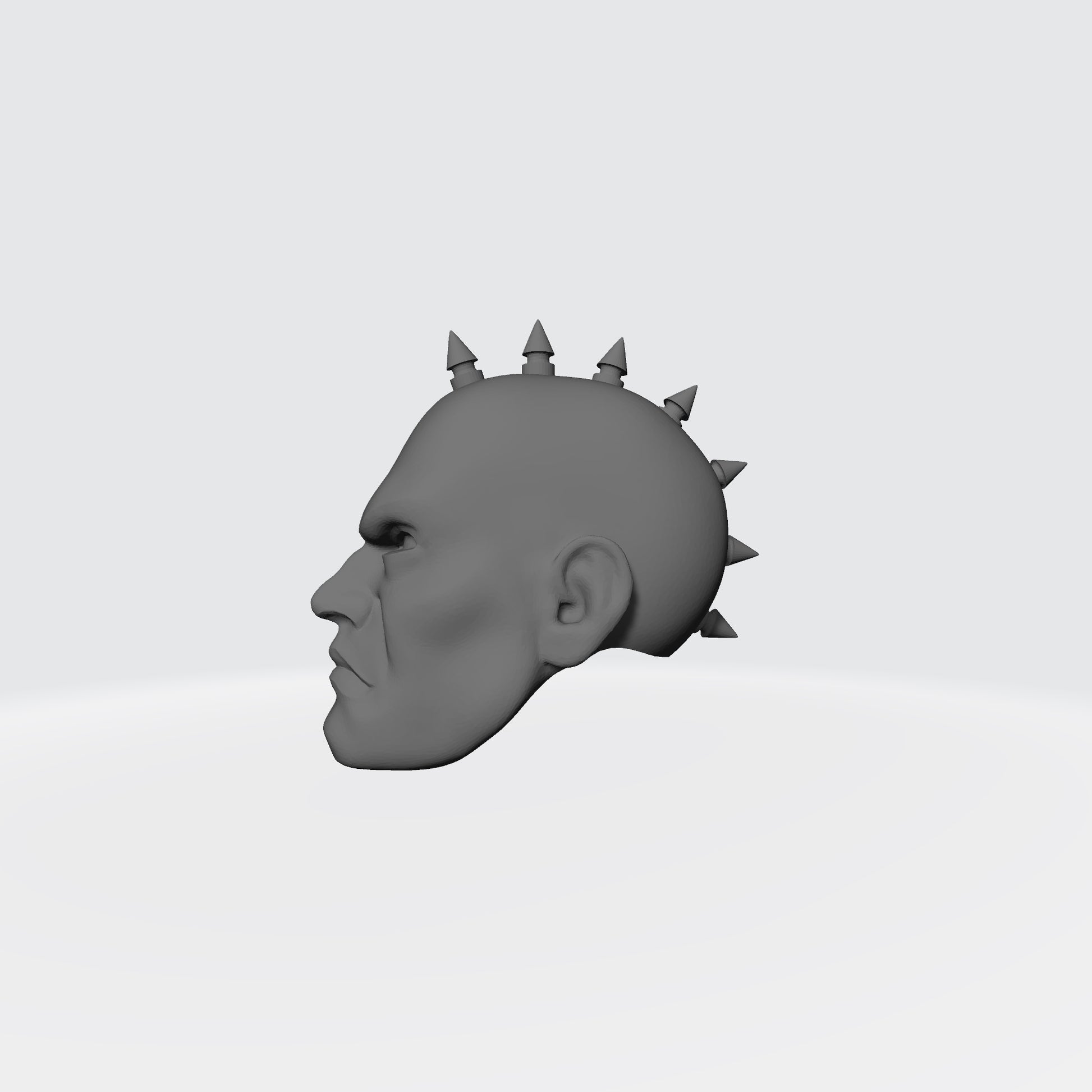 Custom Large Punk Spike Studs Mohawk resin head sculpt compatible with McFarlane Toys 7-inch armored action figures.