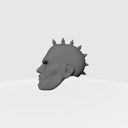 Custom Large Punk Spike Studs Mohawk resin head sculpt compatible with McFarlane Toys 7-inch armored action figures.