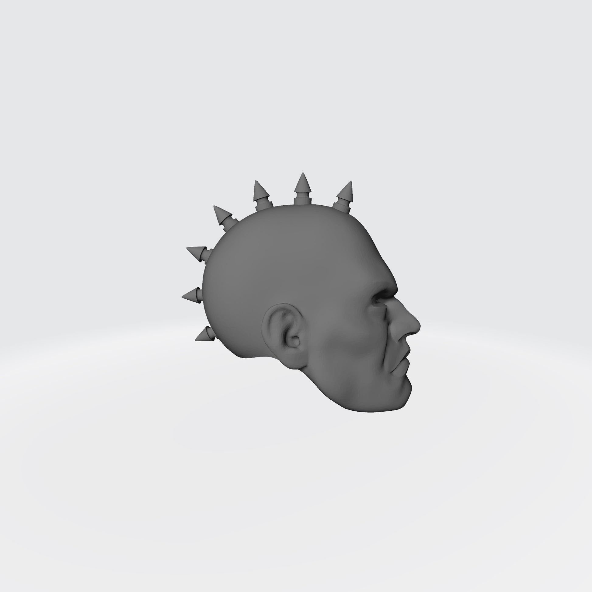 Custom Large Punk Spike Studs Mohawk resin head sculpt compatible with McFarlane Toys 7-inch armored action figures.