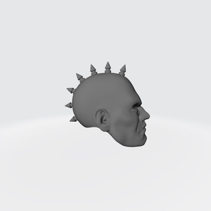 Custom Large Punk Spike Studs Mohawk resin head sculpt compatible with McFarlane Toys 7-inch armored action figures.