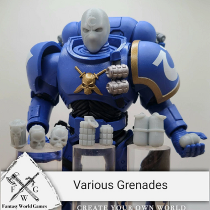Double Stack Grenades quantity 2 compatible with McFarlane Toys 7-inch armored action figures custom resin weapon accessory