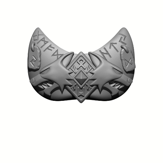 Space Marines Space Wolves Chapter Chest piece Two Wolf Heads with Runes and Talismans Compatible with McFarlane Toys