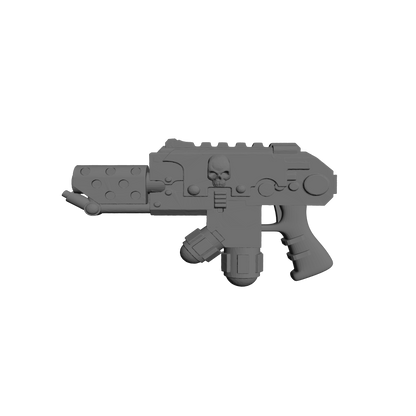 Elite Veteran Flamer Pyre-Gun with Judicators-inspired symbol and skull compatible with McFarlane Toys 7-inch armored action figures custom resin weapon