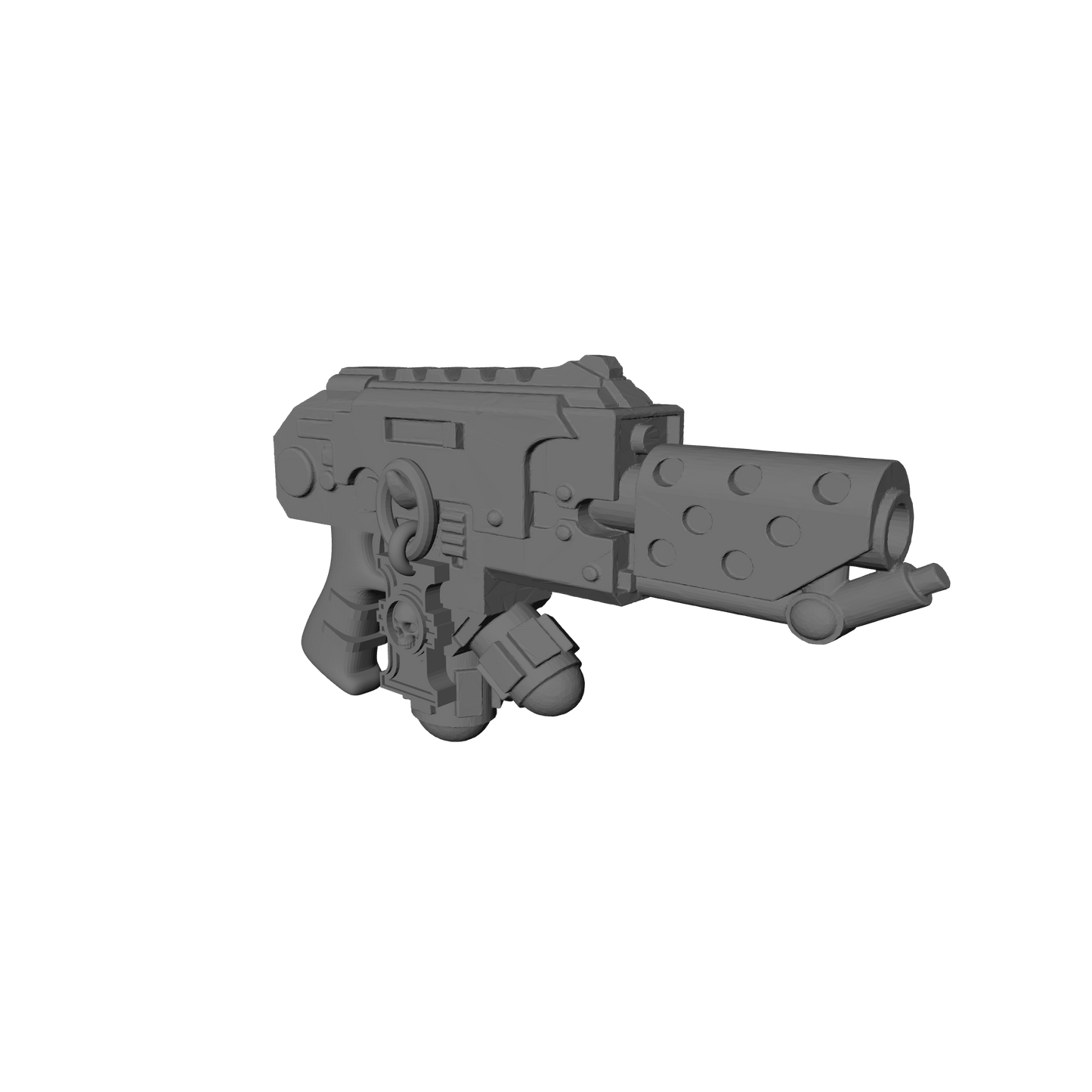 Elite Veteran Flamer Pyre-Gun with Judicators-inspired symbol and skull compatible with McFarlane Toys 7-inch armored action figures custom resin weapon