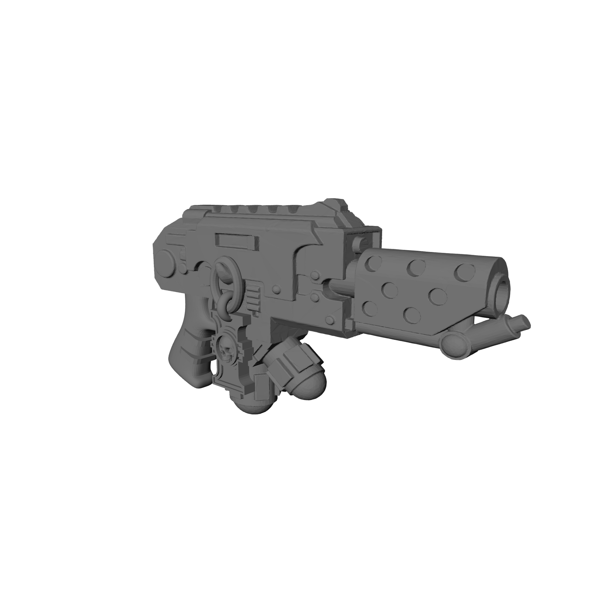 Elite Veteran Flamer Pyre-Gun with Judicators-inspired symbol and skull compatible with McFarlane Toys 7-inch armored action figures custom resin weapon
