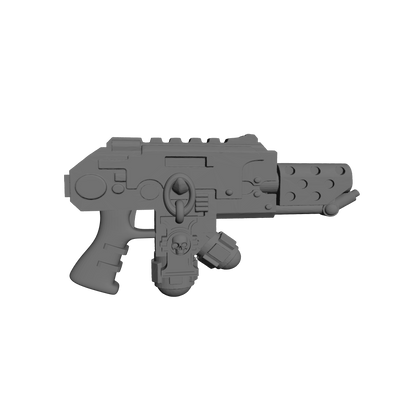 Elite Veteran Flamer Pyre-Gun with Judicators-inspired symbol and skull compatible with McFarlane Toys 7-inch armored action figures custom resin weapon